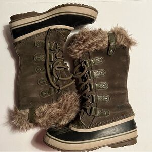 Sorel Brown Fur-Trimmed Winter Boots Women’s Size 6.5